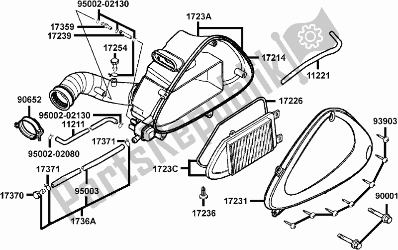 Alle onderdelen voor de F13 - Air Cleaner van de Kymco BA 30 AA AU -People 150 30150 2005